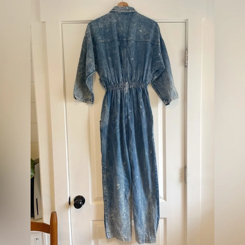 Vintage 80s Ideas Acid Wash Denim Jumpsuit - M - Picture 7 of 7